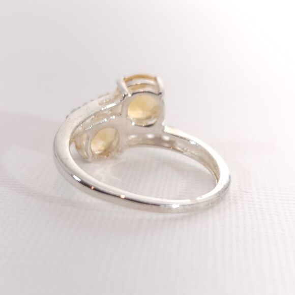 Brazilian Citrine Bypass Ring Sterling Silver Size 6 - Picture 6 of 8